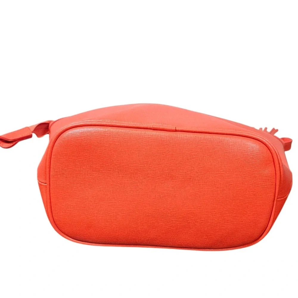 Valentina Leather Pouch‎ Clutch Bag Italian Made Tassel Accent Orange Coral NWOT